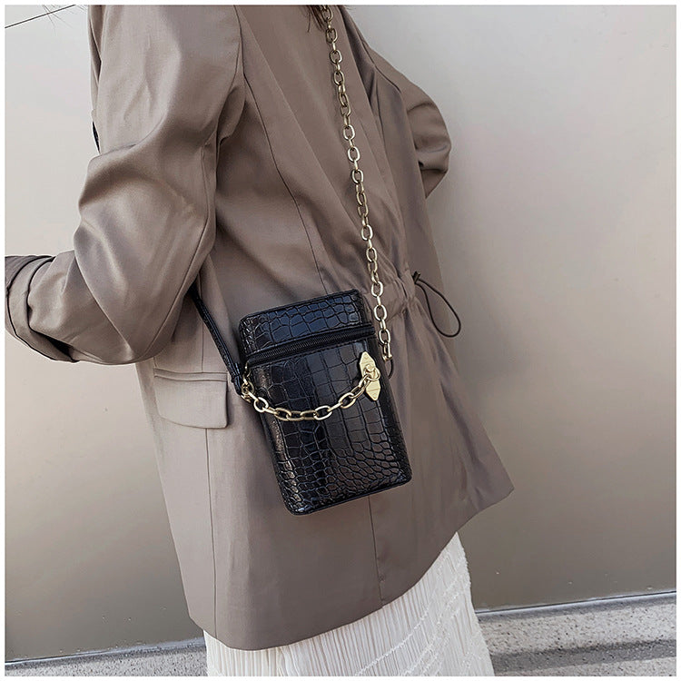 IELGY crocodile pattern chain fashion simple messenger bag personality ins trend shoulder bag