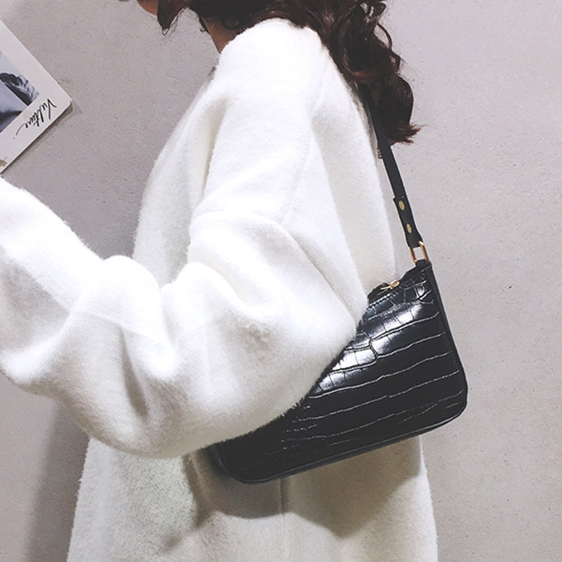 High level French small group design bag Vintage underarm bag method stick bag crocodile pattern Handbag celebrity handbag