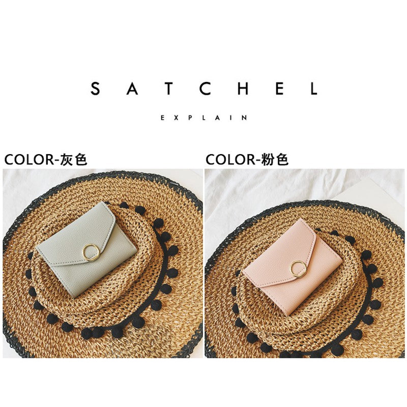 Small ring short section three fold thin money wallet women new simple