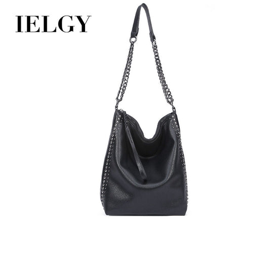 IELGY European and American fashion shoulder chain bucket bag rivet large capacity women bag
