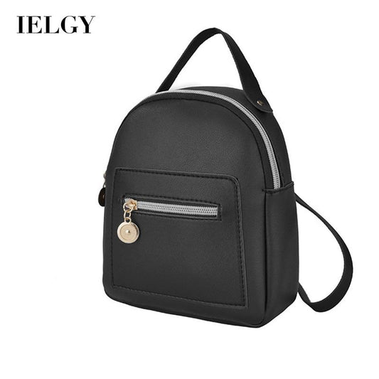 IELGY Korean style ladies small backpack multi-pocket black one-shoulder mobile phone bag
