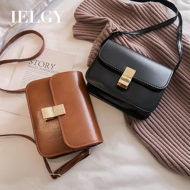 IELGY Classic Lock Crossbody Small Square Bag