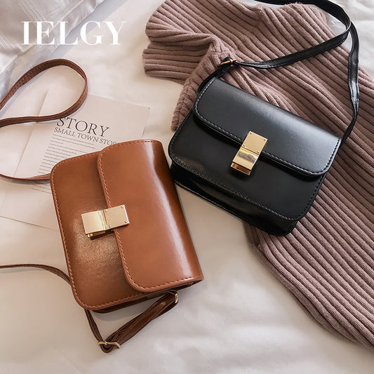 IELGY Classic Lock Crossbody Small Square Bag