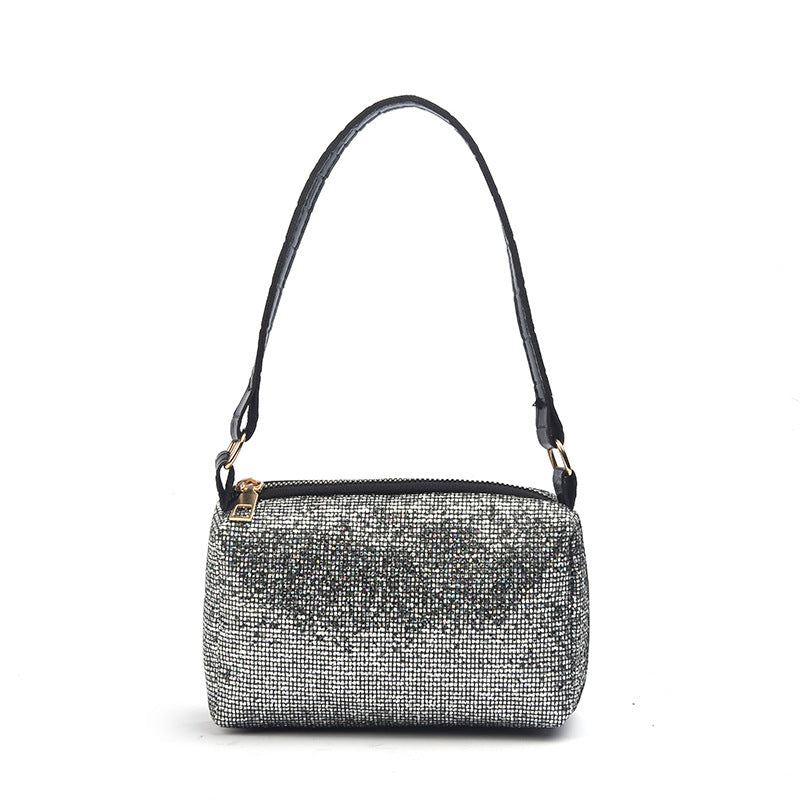 IELGY Fashion casual sequins large capacity shoulder lightweight cross-body handbag portable pillow bag chain