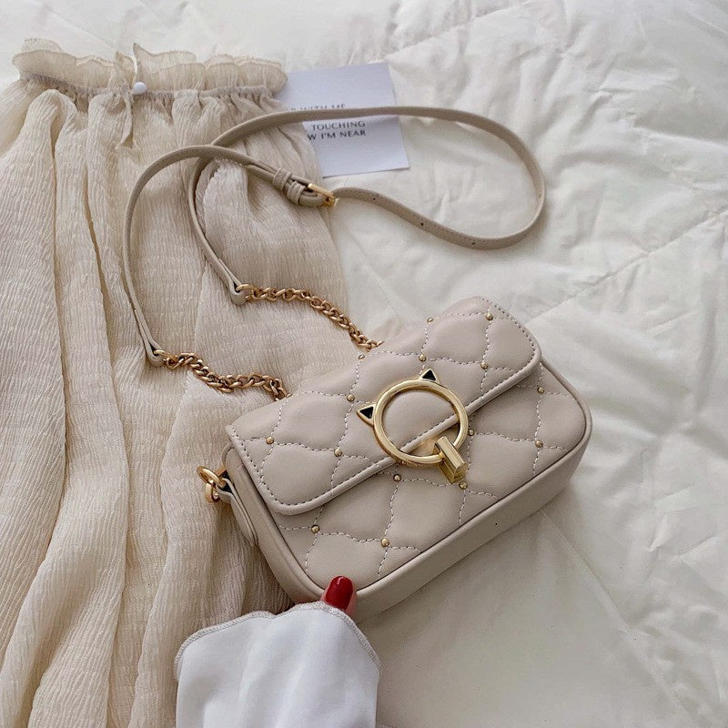 IELGY, studded crossbody bag, stylish rhombic chain shoulder bag