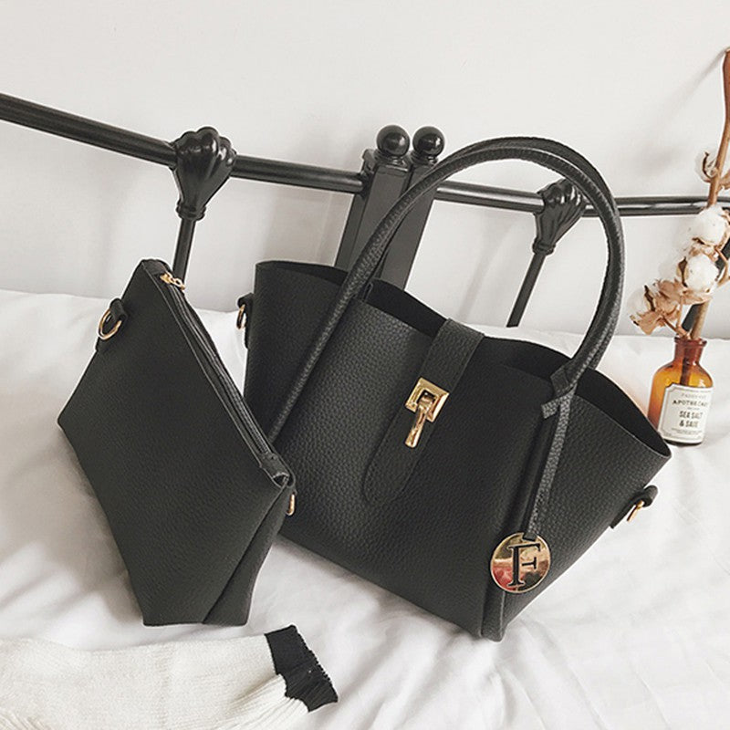 IELGY New Litchi pattern lock handbags
