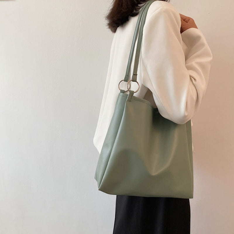IELGY solid color Korean large-capacity fashion tote bag all-match in class