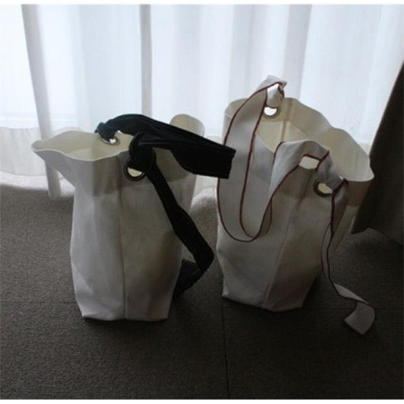 IELGY Solid color shopping bag shoulder diagonal canvas bag large capacity bag