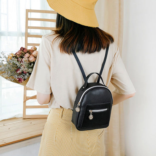 IELGY Korean style ladies small backpack multi-pocket black one-shoulder mobile phone bag