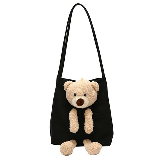 IELGY Summer popular bear canvas fashion portable all-match one-shoulder canvas ladies bag