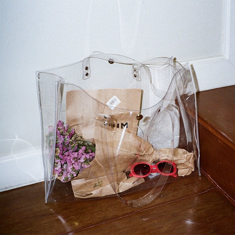 Ins transparent package PVC jelly package shopping beach bag