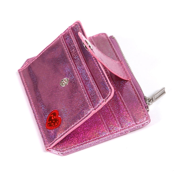IELGY laser PU leather embroidery card holder card zip coin purse