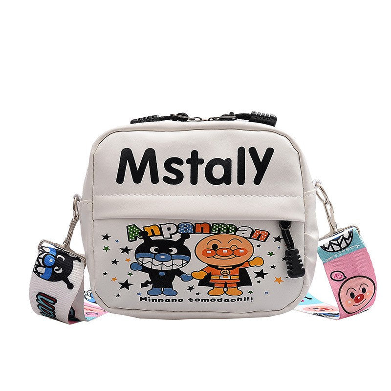 IELGY small bag crossbody street fashion broadband Western style cartoon all-match cute print white Korean version
