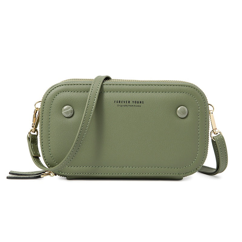 IELGY Korean retro versatile multifunctional smooth zipper phone bag for ladies