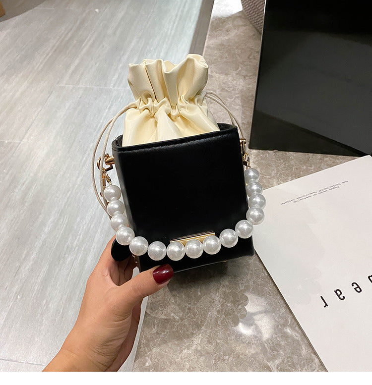 IELGY Small square bag female fashion western style popular all-match pearl portable chain messenger bag