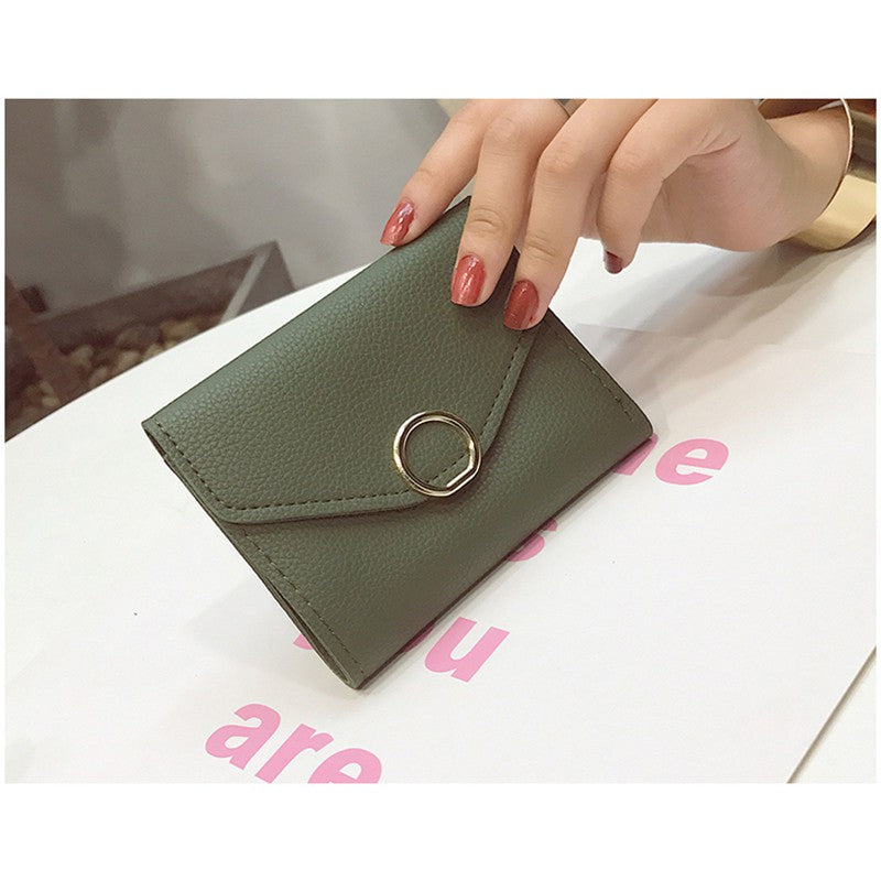 Small ring short section three fold thin money wallet women new simple
