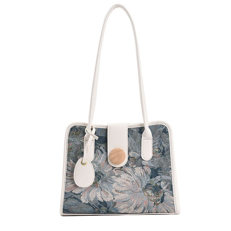 IELGY Large capacity bag women's summer fashion oil painting shoulder bag simple ins design tote bag