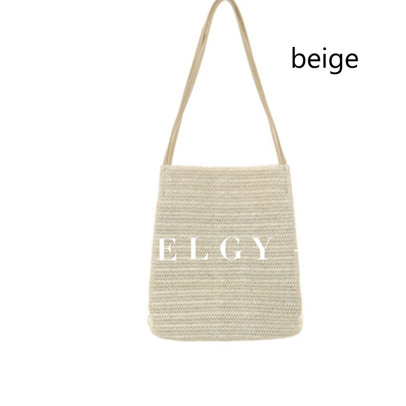 IELGY Casual woven shoulder bucket bag handbag