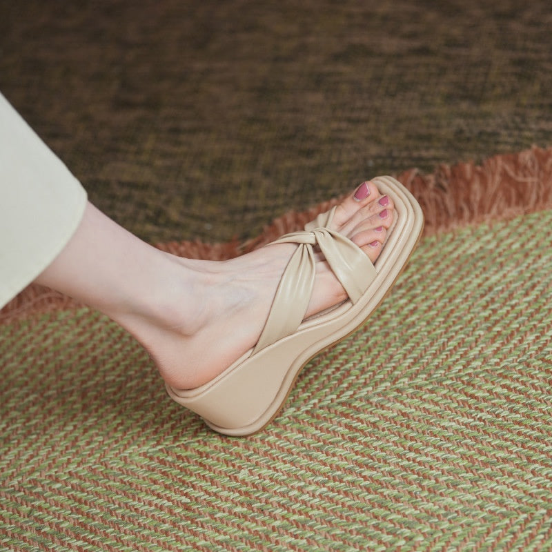 IELGY with skirt and slope heel slippers for women's outer wear fashion platform