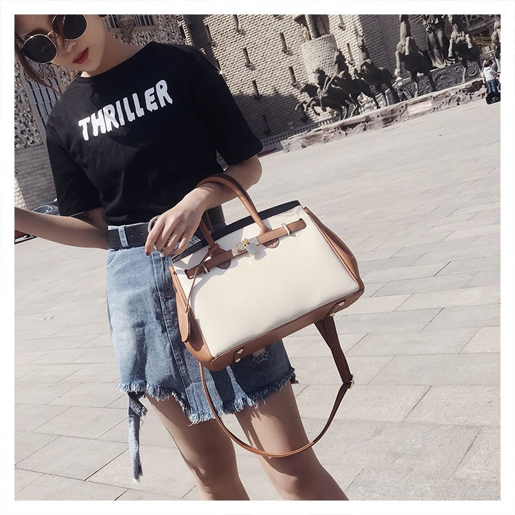 IELGY versatile large capacity portable litchi pattern one shoulder platinum Women's messenger bag casual fashion