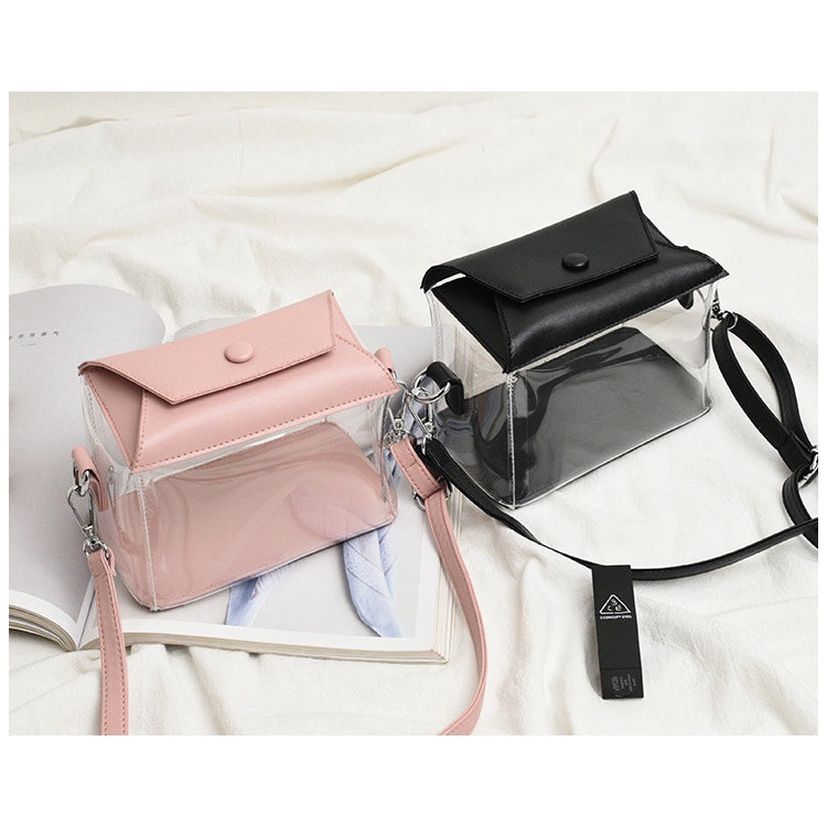 IELGY transparent small square box plastic shoulder slung handbag