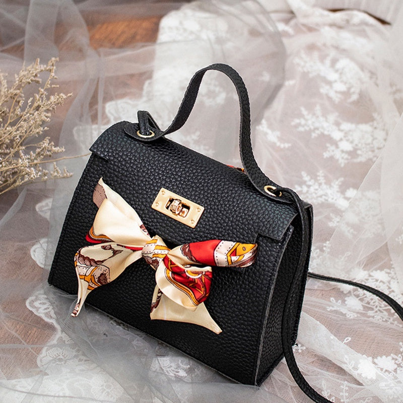 IELGY litchi pattern butterfly silk scarf diagonal bag women