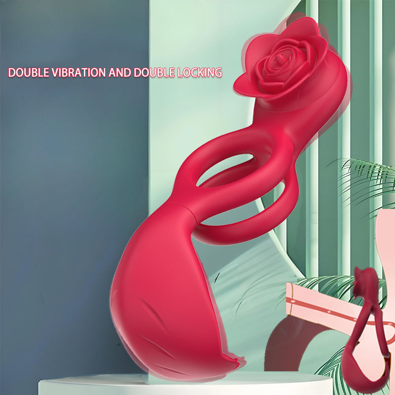 YOUTHAV New style male and female homosexual couple resonance rose lock sperm ring clamp vibration device used for lock sperm delay ring