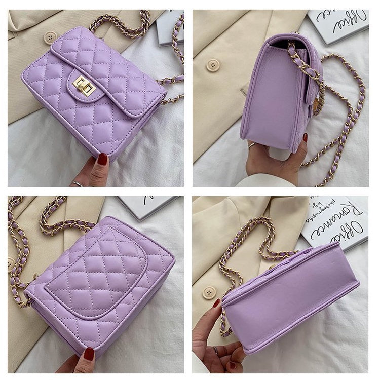 IELGY chain fashion all-match one shoulder solid color Women's messenger bag commuter soft surface White