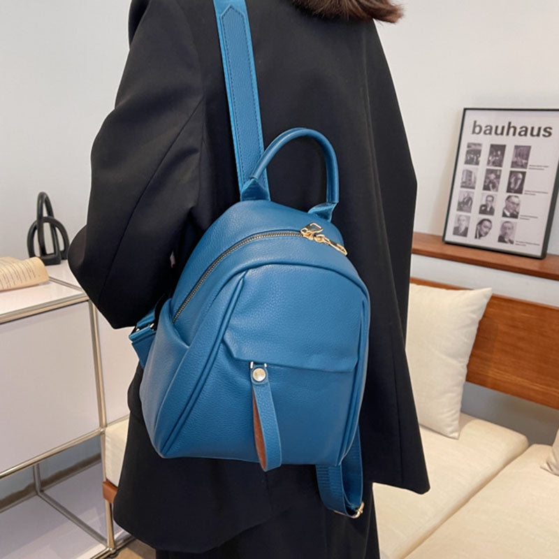IELGY Soft Leather Ladies Backpack Fashion Art Travel Small Backpack