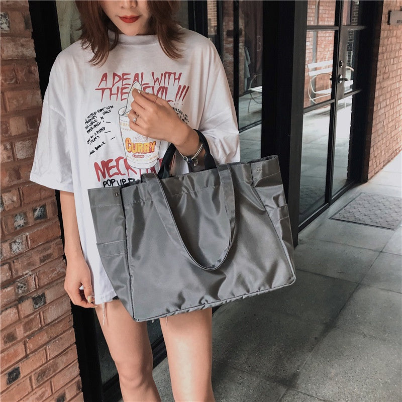 IELGY Women's bag simple Korean version casual portable all-match large capacity fashion Oxford one shoulder