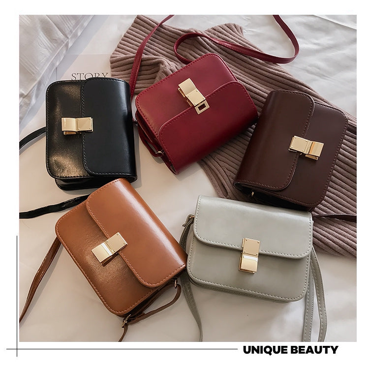 IELGY Classic Lock Crossbody Small Square Bag
