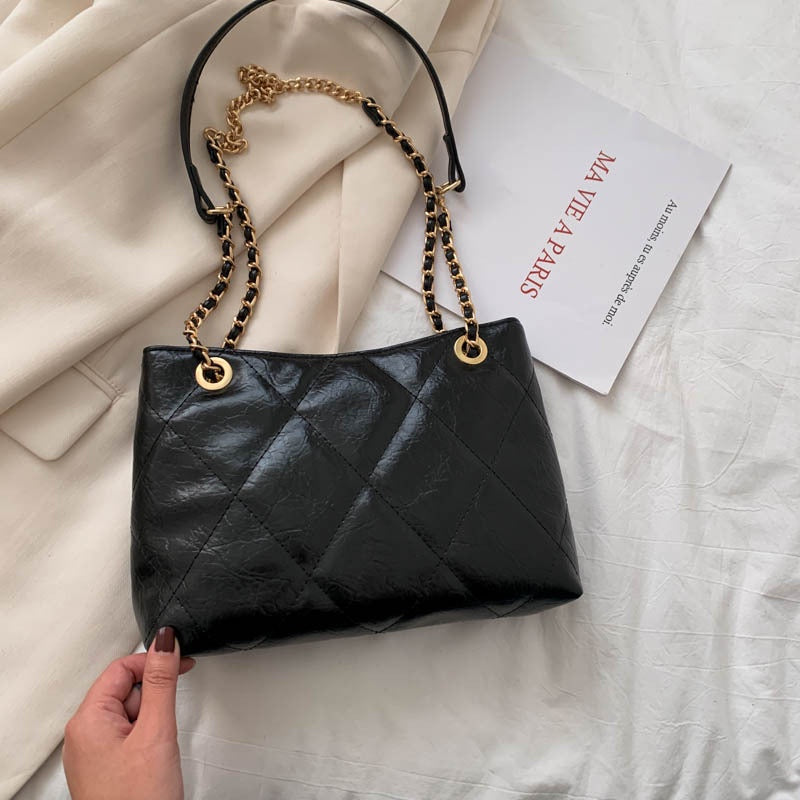 IELGY Ladies niche design rhombus embroidery thread bag