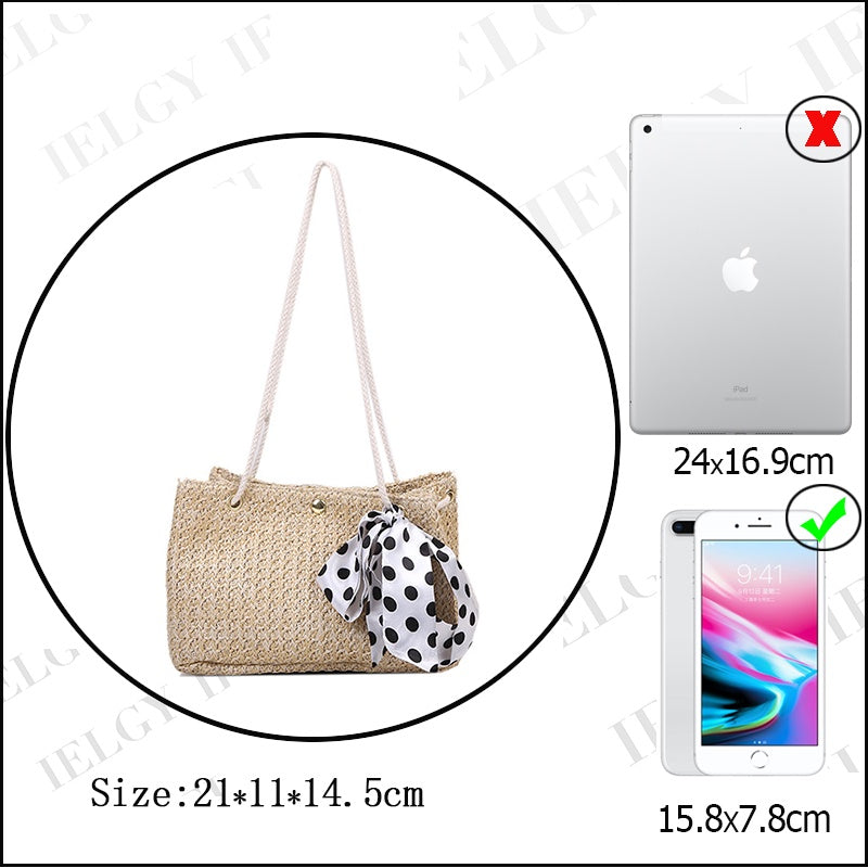 IELGY Korean retro bow woven bucket bag