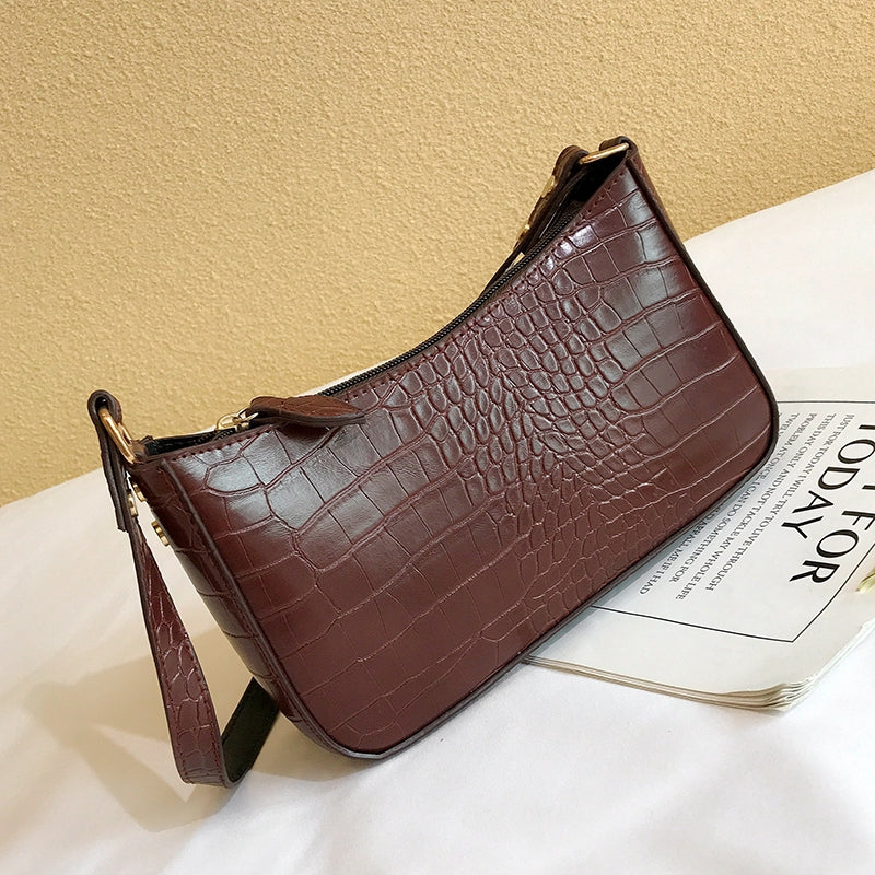 High level French small group design bag Vintage underarm bag method stick bag crocodile pattern Handbag celebrity handbag