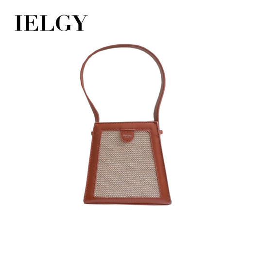 IELGY minimalist design ladder type woven stitching bucket portable handbag