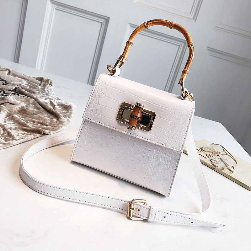 IELGY handbag crocodile small square bag handbag bamboo bag