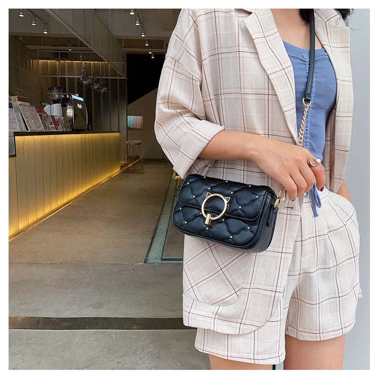 IELGY, studded crossbody bag, stylish rhombic chain shoulder bag