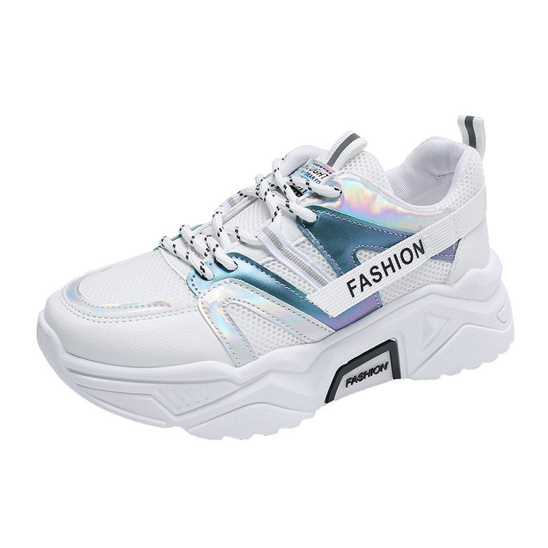 IELGY thick-soled increased color matching running casual breathable sneakers