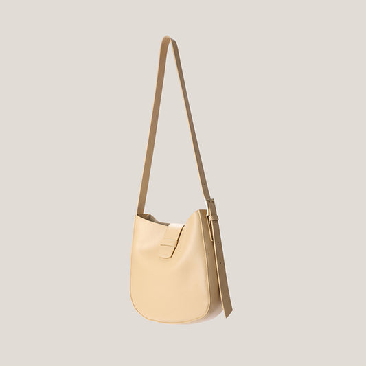 IELGY Women's Bucket Commuter Korean Style Wide Strap Crossbody Bag Soft Leather Simple Large-Capacity New Fashion