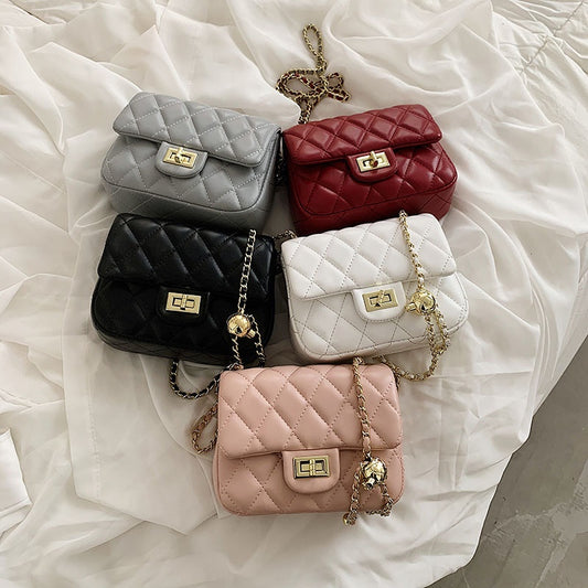 IELGY women's small golden ball fashion rhombus chain messenger bag