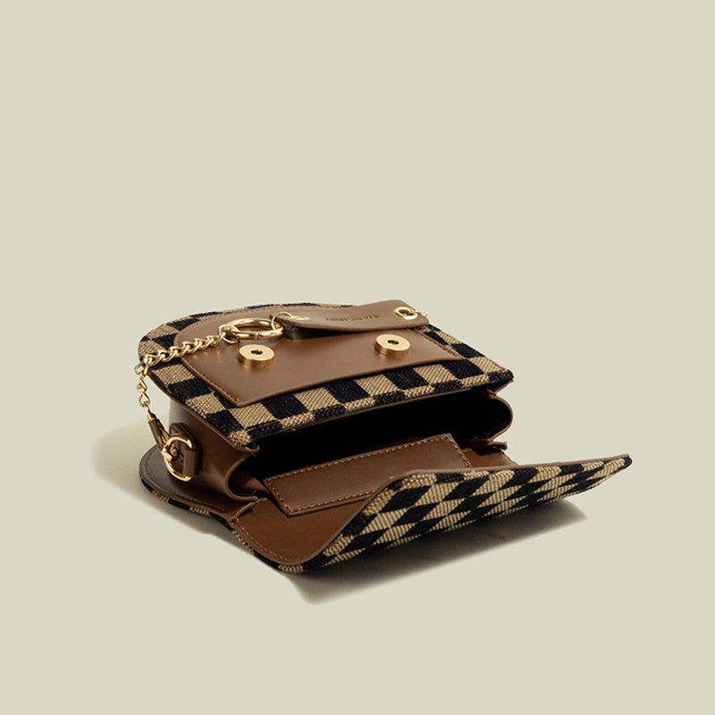 IELGY ladies street wide shoulder strap wild checkerboard messenger bag