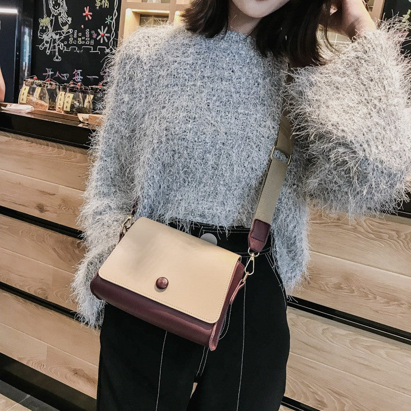 IELGY New ins super fire contrast color wide shoulder strap Messenger bag