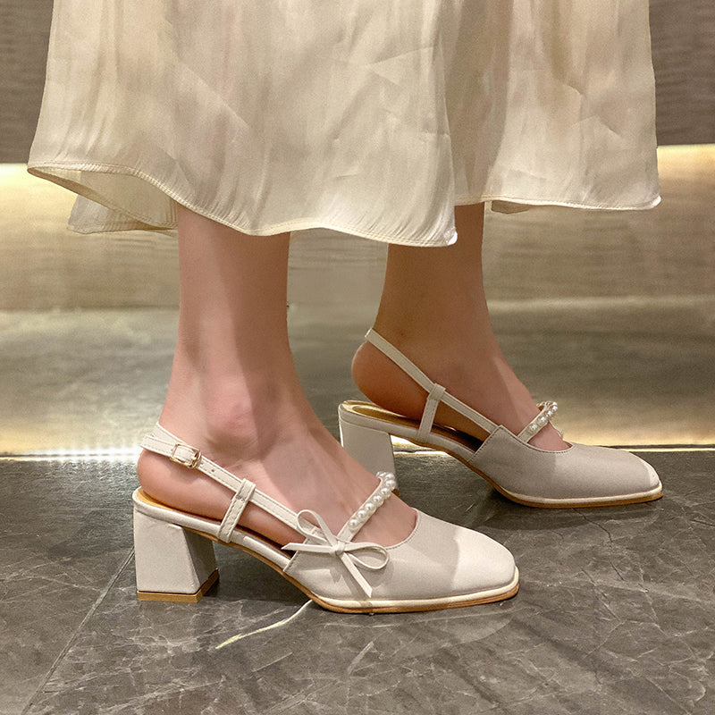 IELGY Baotou closed toes fairy style buckle bow sandals women