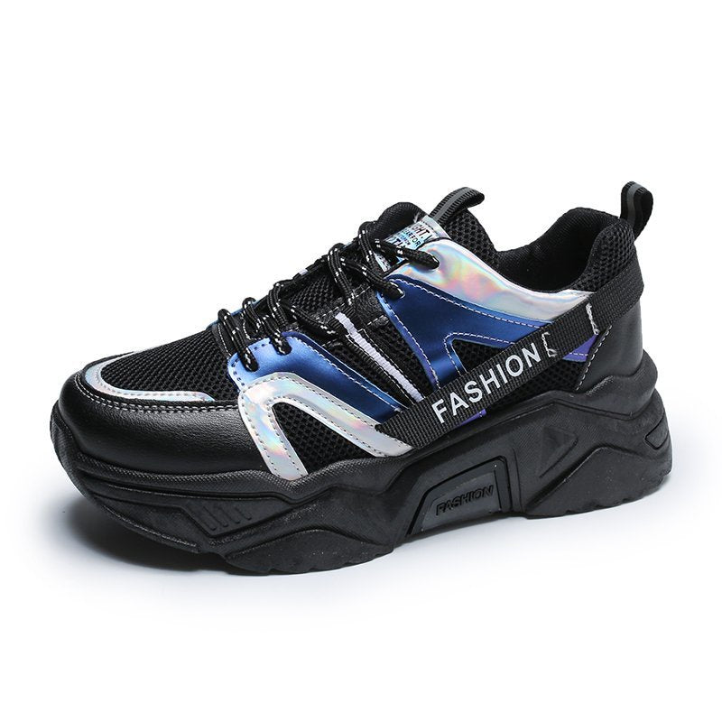 IELGY thick-soled increased color matching running casual breathable sneakers