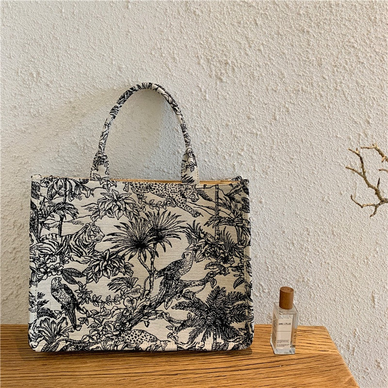 IELGY women's bag fashion canvas bag large-capacity shopping bag