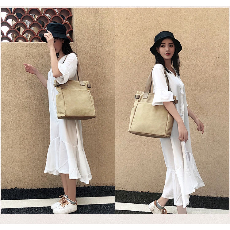 IELGY canvas bag women's shoulder all-match canvas bag Japanese retro large capacity