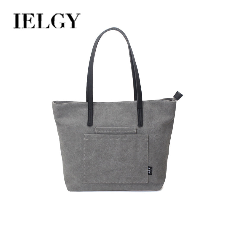 IELGY Women's single shoulder tote bag canvas bag simple literary single shoulder handbag