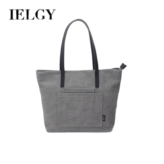 IELGY Women's single shoulder tote bag canvas bag simple literary single shoulder handbag