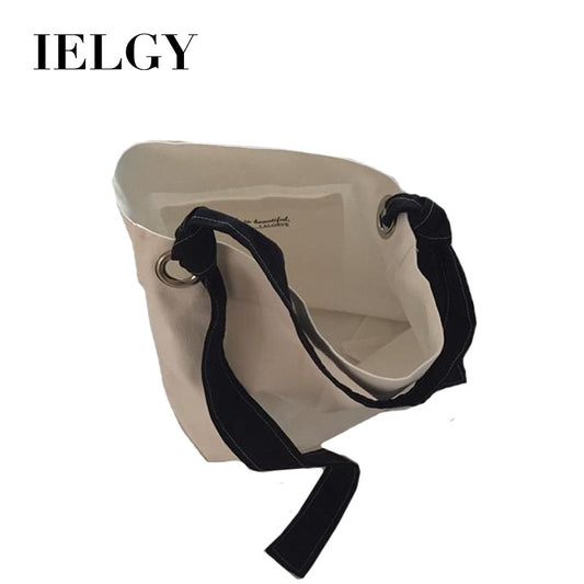 IELGY Solid color shopping bag shoulder diagonal canvas bag large capacity bag