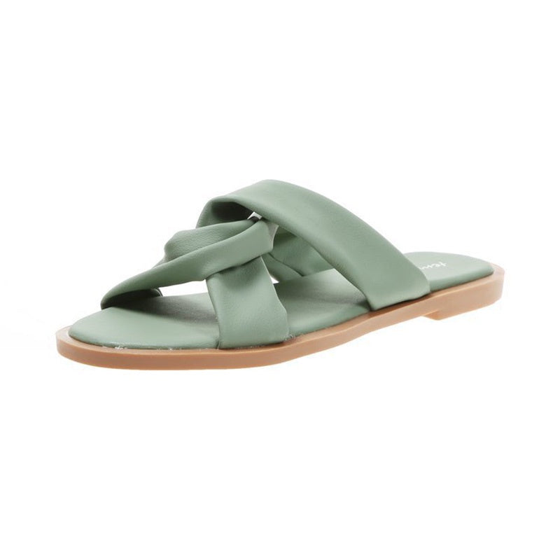 IELGY cross strap Korean woven surface all-match flat bottom women's slippers